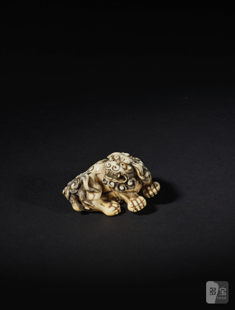 象牙彫根付 獅子（口遊玉含） 無銘 18世紀後期 | NETSUKE EN IVOIRE REPRÉSENTANT UN SHISHI - 图4